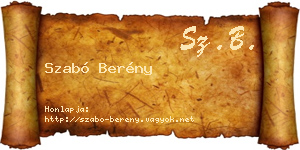 Szabó Berény névjegykártya
